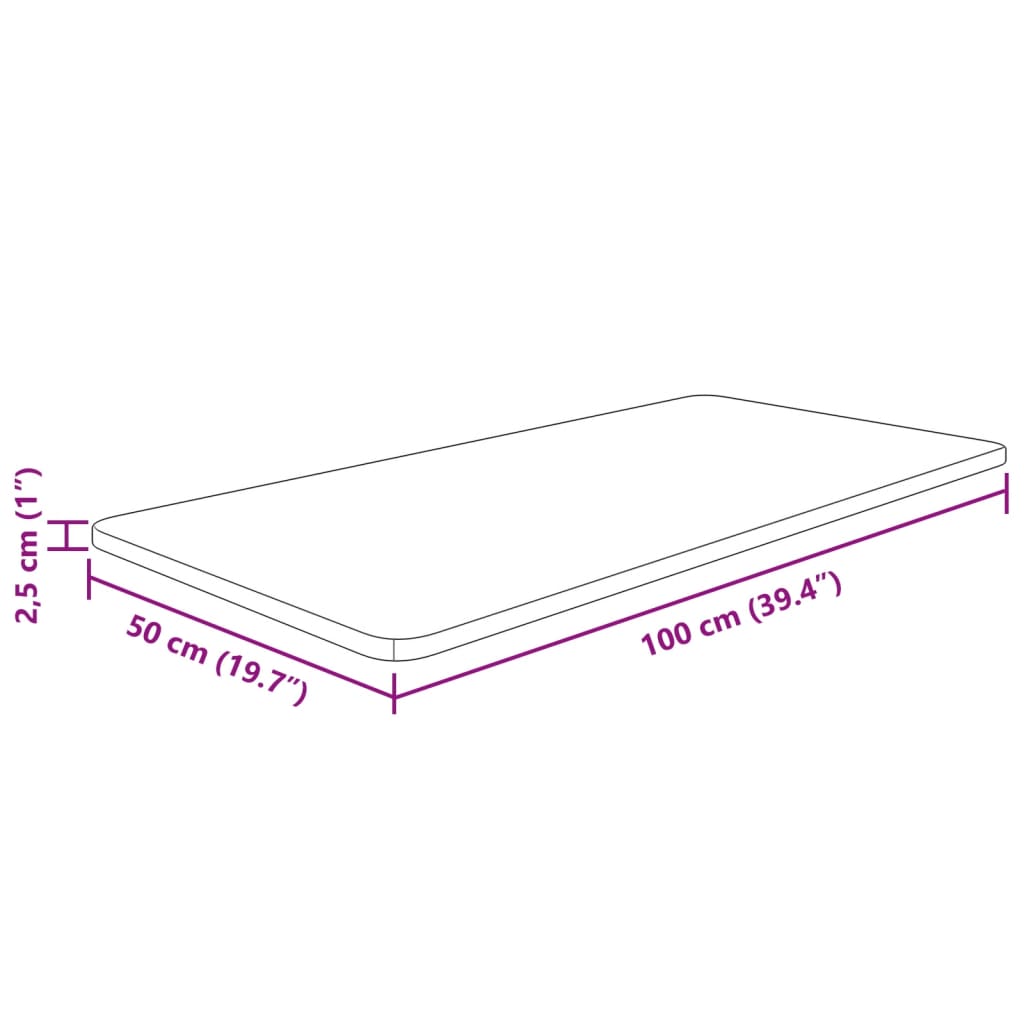 Waschtischplatte 100x50x2,5 cm Massivholz Unbehandelt