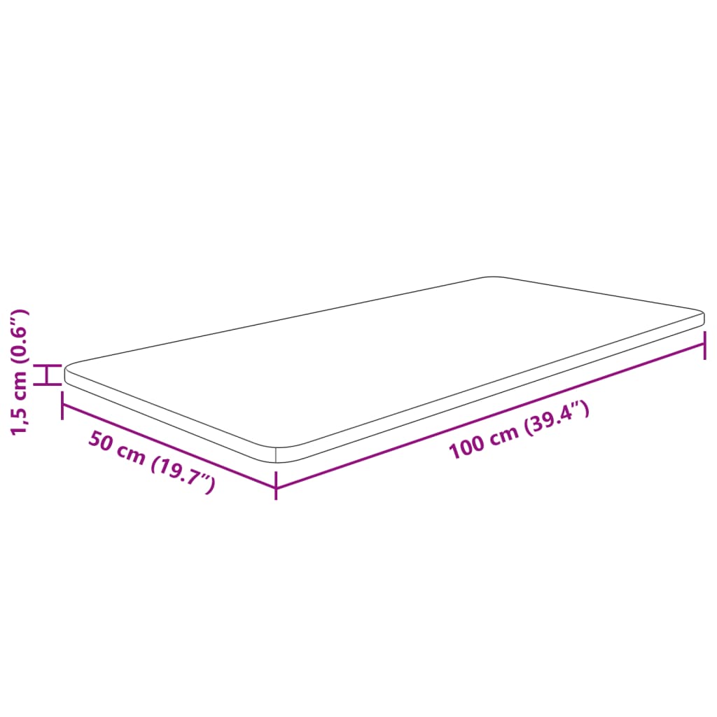 Waschtischplatte Hellbraun 100x50x1,5 cm Massivholz Behandelt