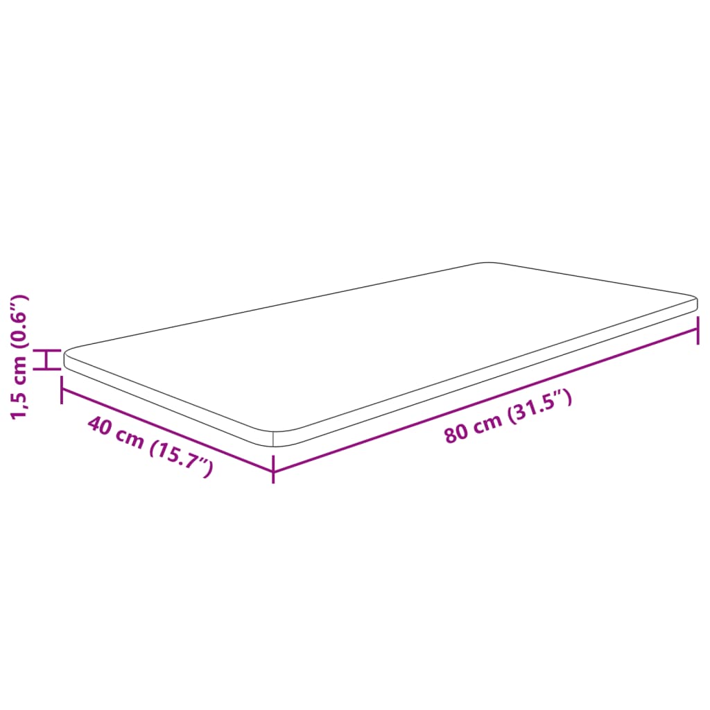 Waschtischplatte Dunkelbraun 80x40x1,5 cm Massivholz Behandelt