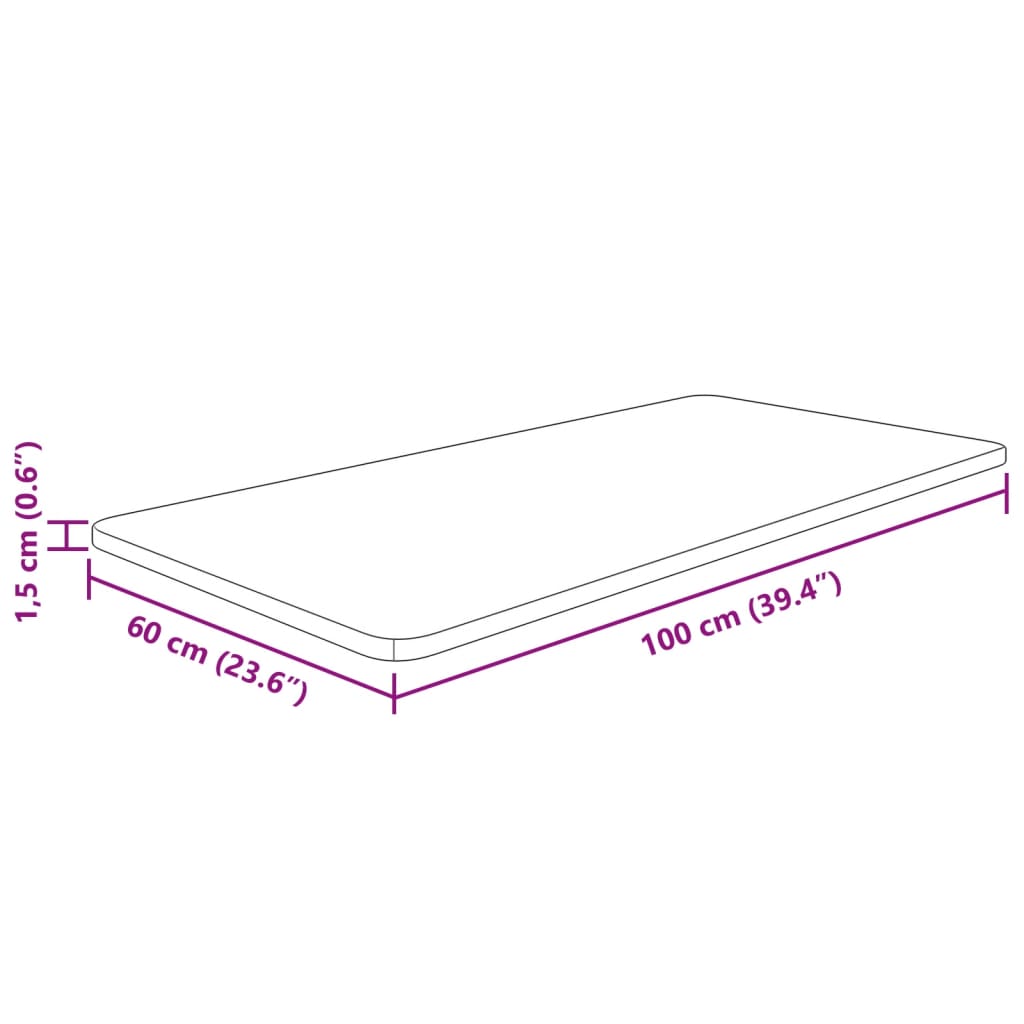 Waschtischplatte Dunkelbraun 100x60x1,5 cm Massivholz Behandelt