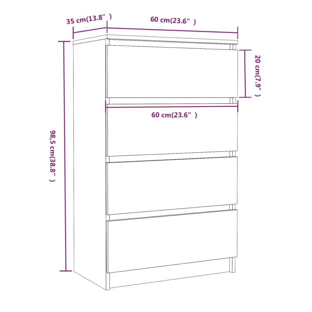 Sideboard Räuchereiche 60x35x98,5 cm Holzwerkstoff