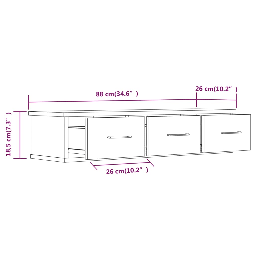 Wandschrank Braun Eichen-Optik 88x26x18,5 cm Holzwerkstoff