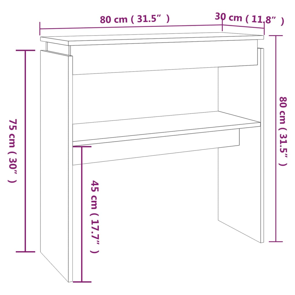 Konsolentisch Grau Sonoma 80x30x80 cm Holzwerkstoff