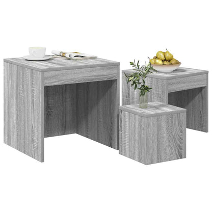 Satztische 3 Stk. Grau Sonoma Holzwerkstoff