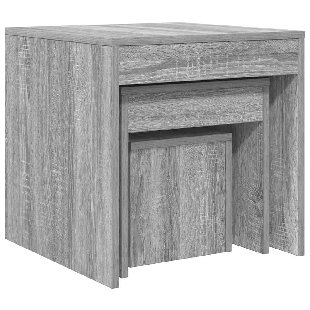 Satztische 3 Stk. Grau Sonoma Holzwerkstoff