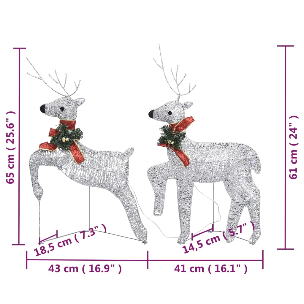 Rentier mit Schlitten Weihnachtsdekoration 140 LEDs Silbern