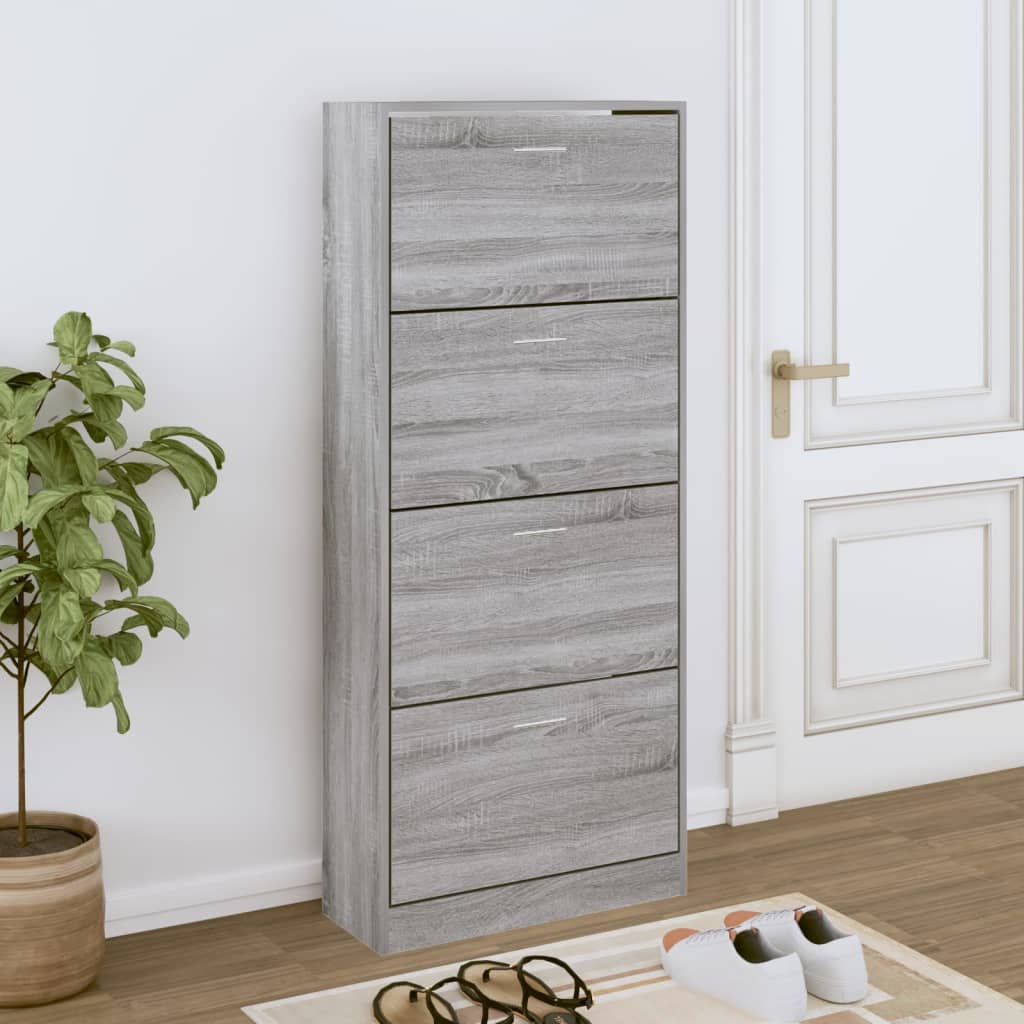 Schuhschrank Grau Sonoma 63x24x147 cm Holzwerkstoff