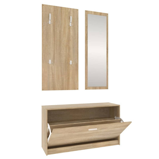 3-in-1 Schuhschrank-Set Sonoma-Eiche Holzwerkstoff