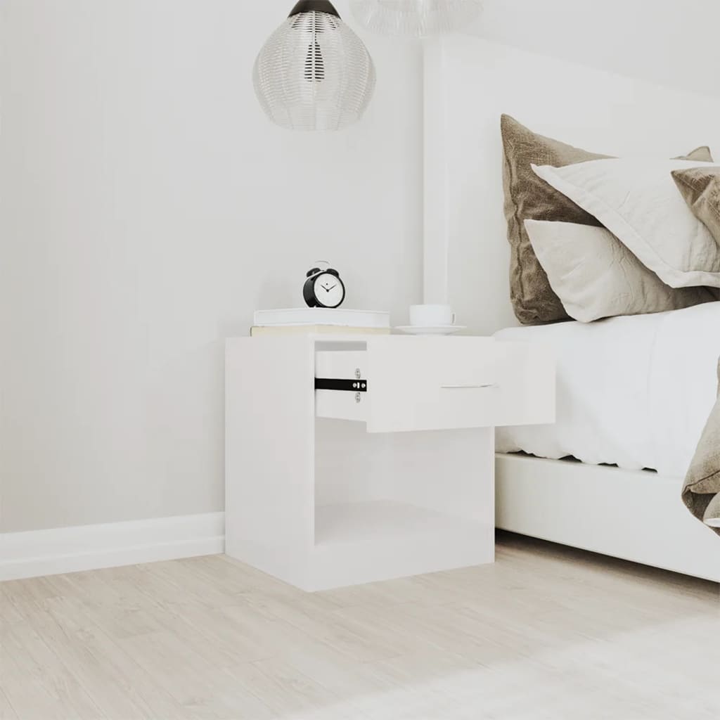 Nachttische 2 Stk. mit Schublade Hochglanz-Weiß