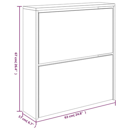 Schuhschrank mit Spiegel 2 Fächer Betongrau 63x17x67 cm
