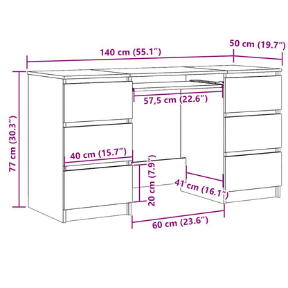 Schreibtisch Braun Eichen-Optik 140x50x77 cm Holzwerkstoff