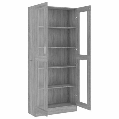 Vitrinenschrank Grau Sonoma 82,5x30,5x185 cm Holzwerkstoff