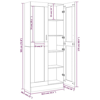 Vitrinenschrank Grau Sonoma 82,5x30,5x185 cm Holzwerkstoff