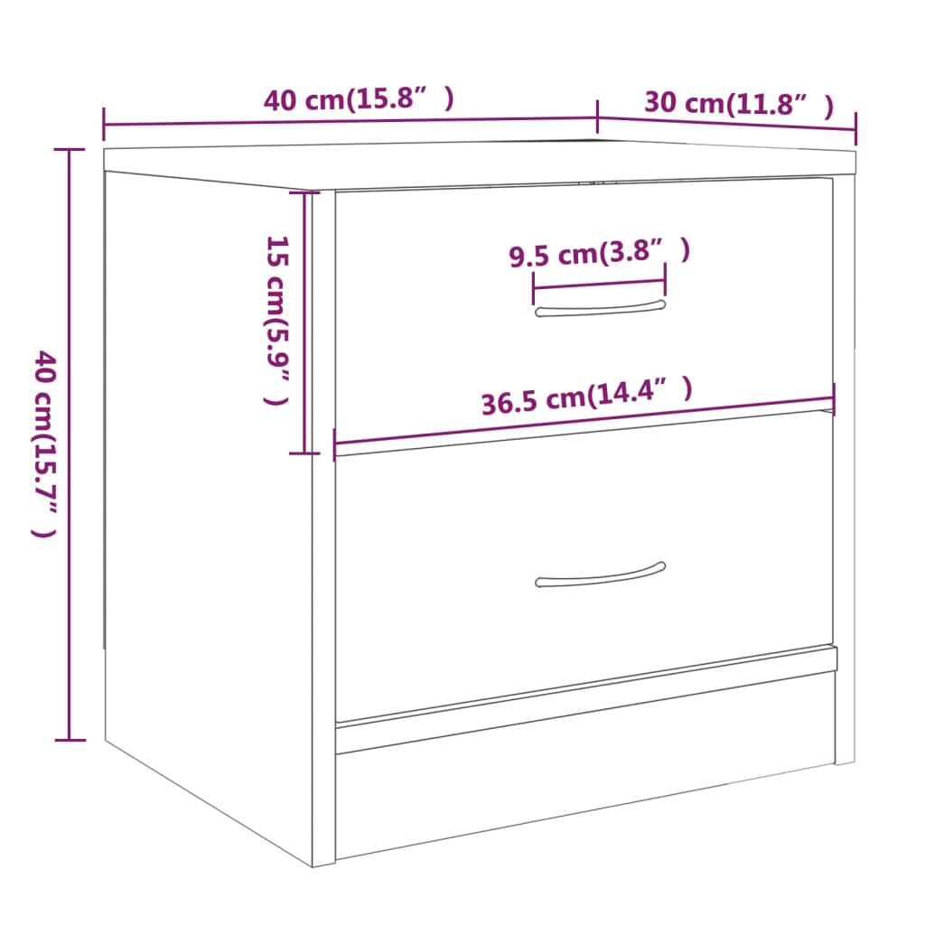 Nachttisch Grau Sonoma 40x30x40 cm Holzwerkstoff