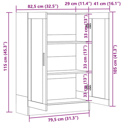 Vitrinenschrank Braun Eiche-Optik 82,5x30,5x115cm Holzwerkstoff