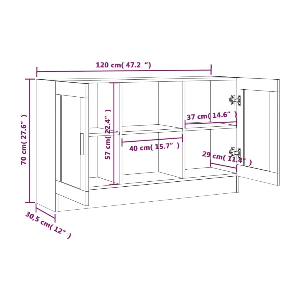 Sideboard Braun Eichen-Optik 120x30,5x70 cm Holzwerkstoff