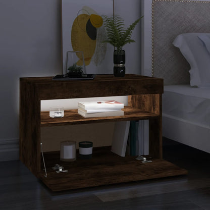 TV-Schrank mit LED-Leuchten Räuchereiche 60x35x40 cm