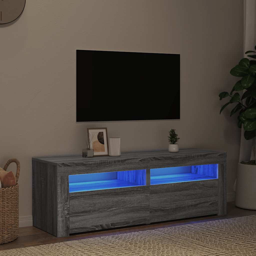 TV-Schrank mit LED-Leuchten Grau Sonoma 120x35x40 cm