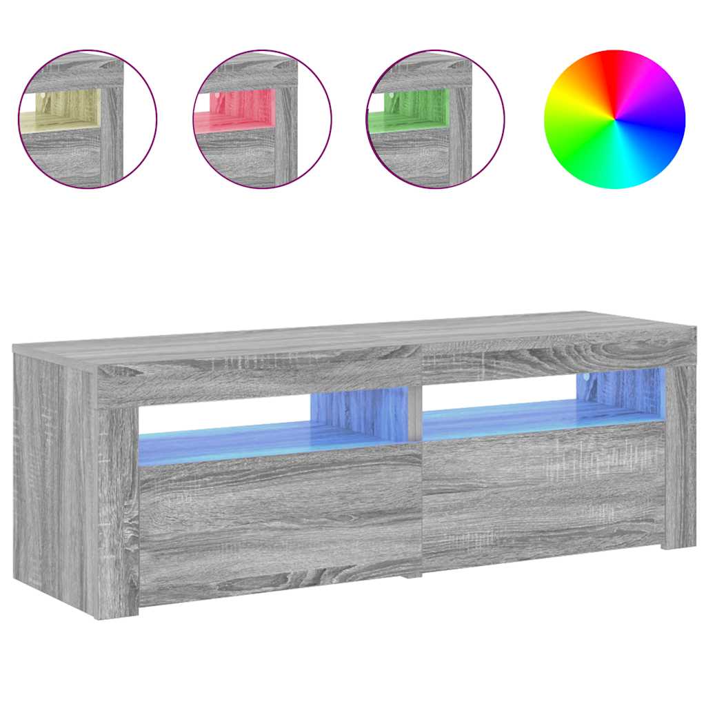 TV-Schrank mit LED-Leuchten Grau Sonoma 120x35x40 cm