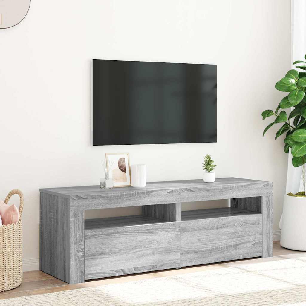 TV-Schrank mit LED-Leuchten Grau Sonoma 120x35x40 cm