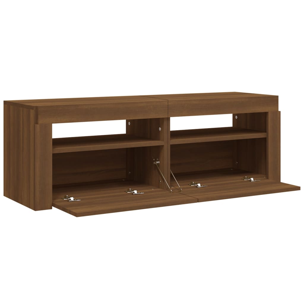 TV-Schrank mit LED-Leuchten Braun Eichen-Optik 120x35x40 cm