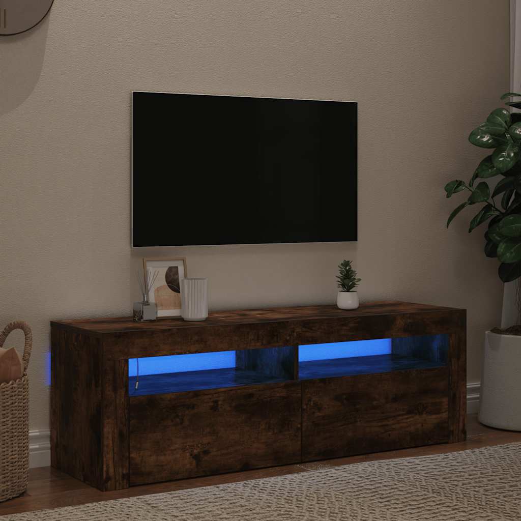 TV-Schrank mit LED-Leuchten Räuchereiche 120x35x40 cm