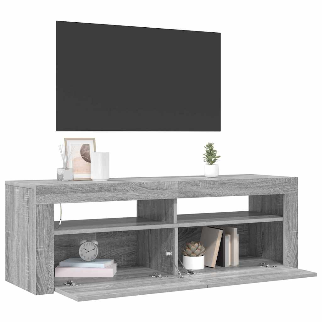 TV-Schrank mit LED-Leuchten Grau Sonoma 120x35x40 cm