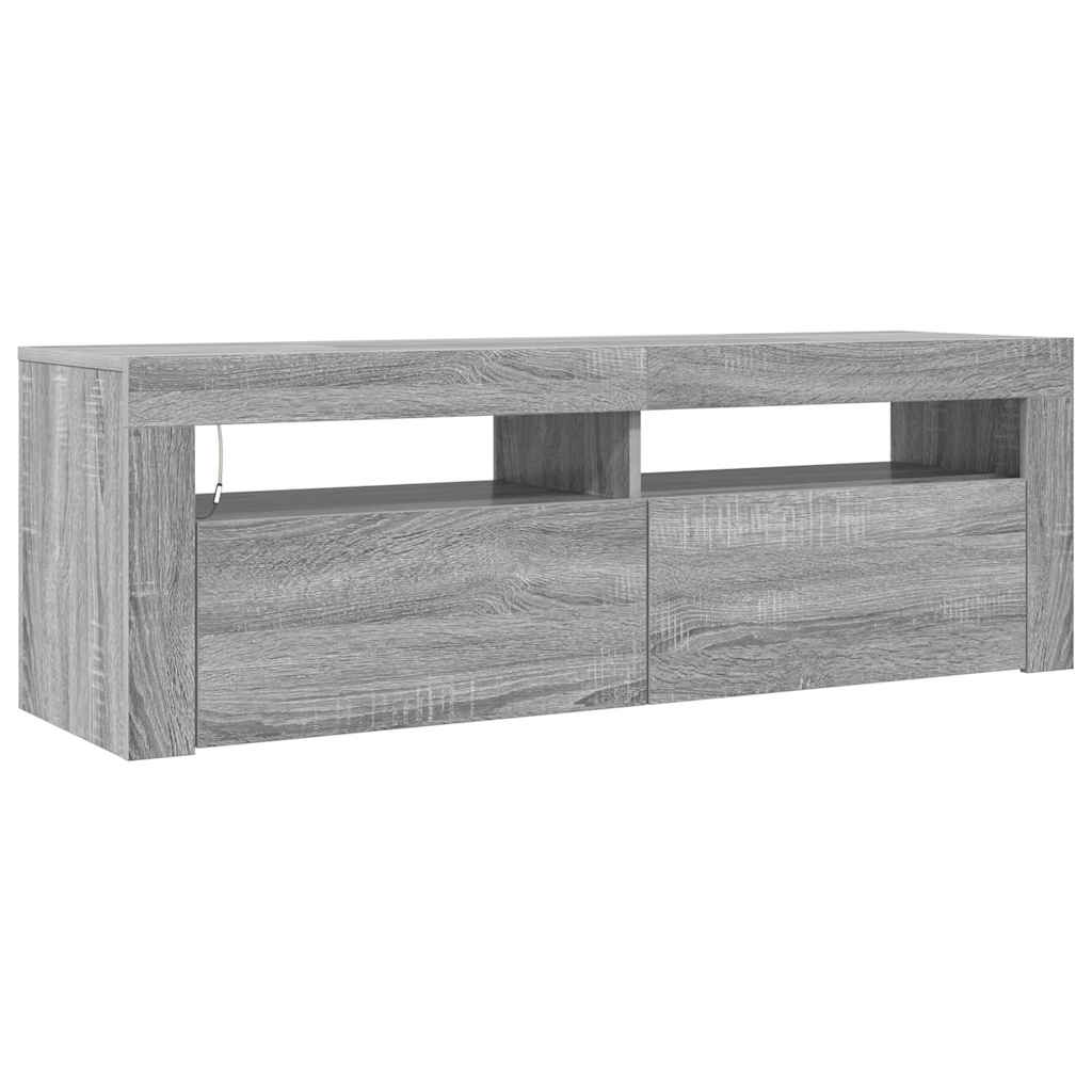 TV-Schrank mit LED-Leuchten Grau Sonoma 120x35x40 cm