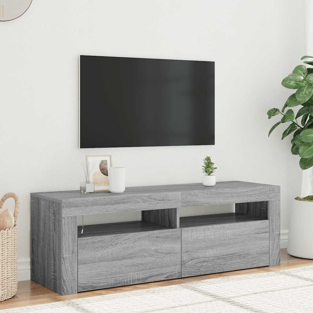 TV-Schrank mit LED-Leuchten Grau Sonoma 120x35x40 cm