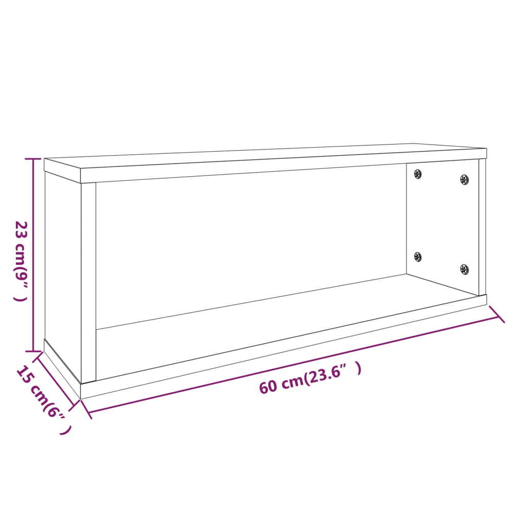 Würfelregale 2 Stk. Braun Eichen-Optik 60x15x23cm Holzwerkstoff