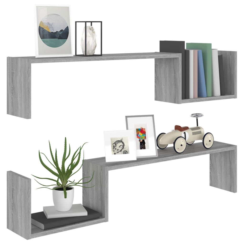 Wandregale 2 Stk. Grau Sonoma 100x15x20 cm Holzwerkstoff