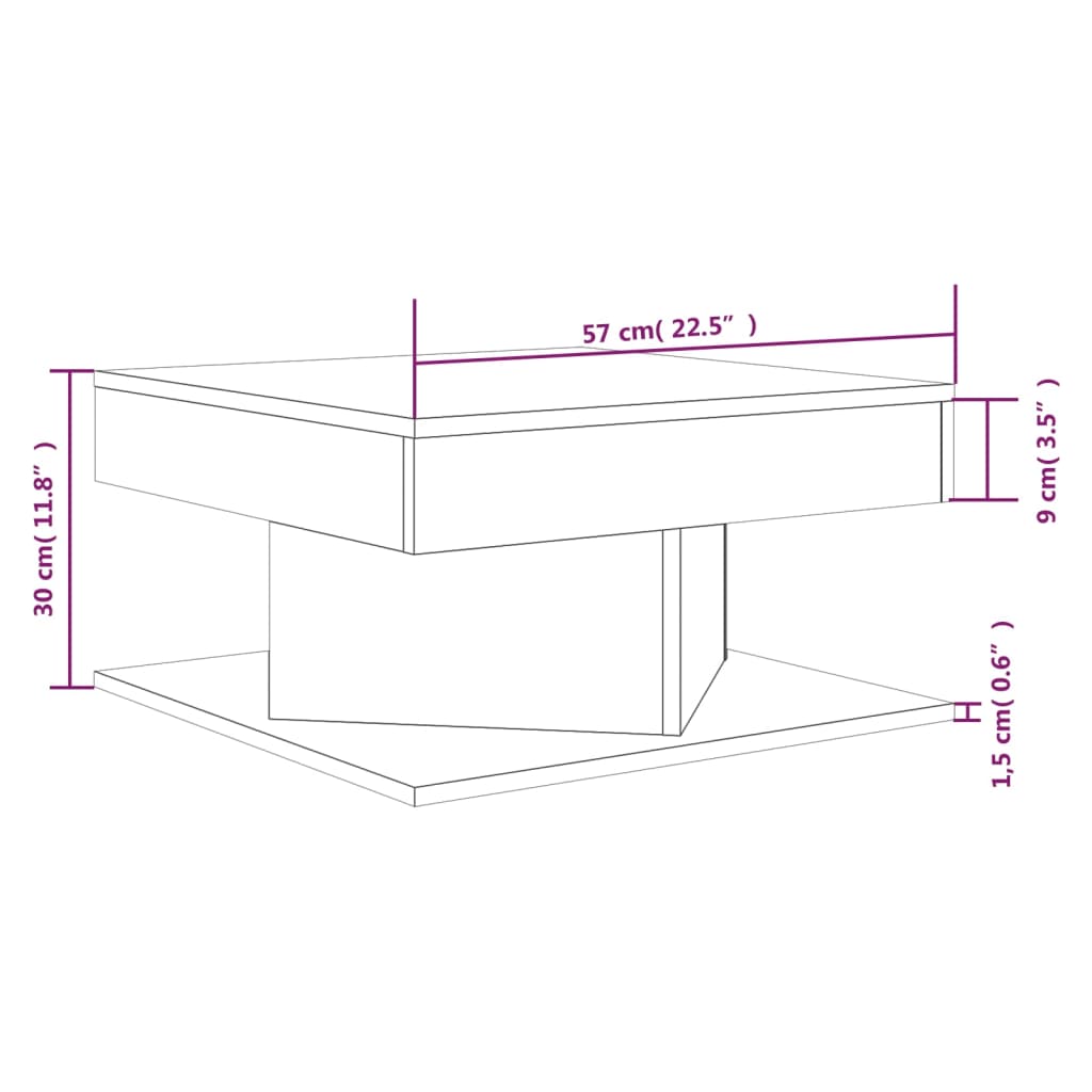 Couchtisch Grau Sonoma 57x57x30 cm Holzwerkstoff