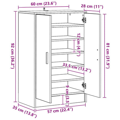 Schuhschrank Räuchereiche 60x35x92 cm Holzwerkstoff