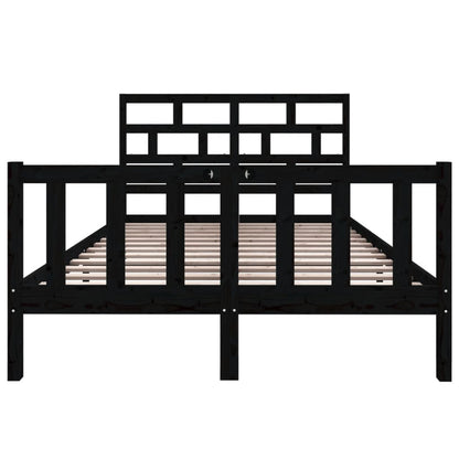 Massivholzbett Schwarz Kiefer 135x190 cm