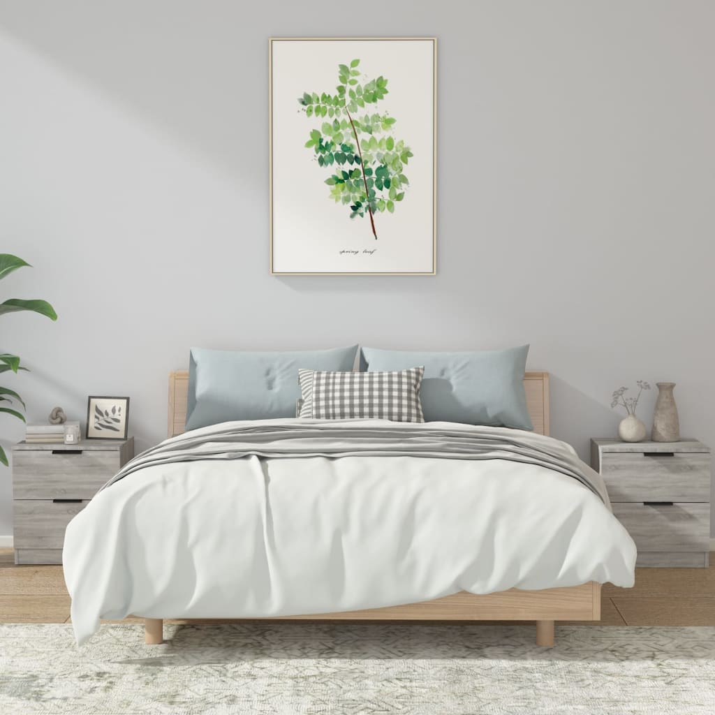 Nachttische 2 Stk. Grau Sonoma Holzwerkstoff