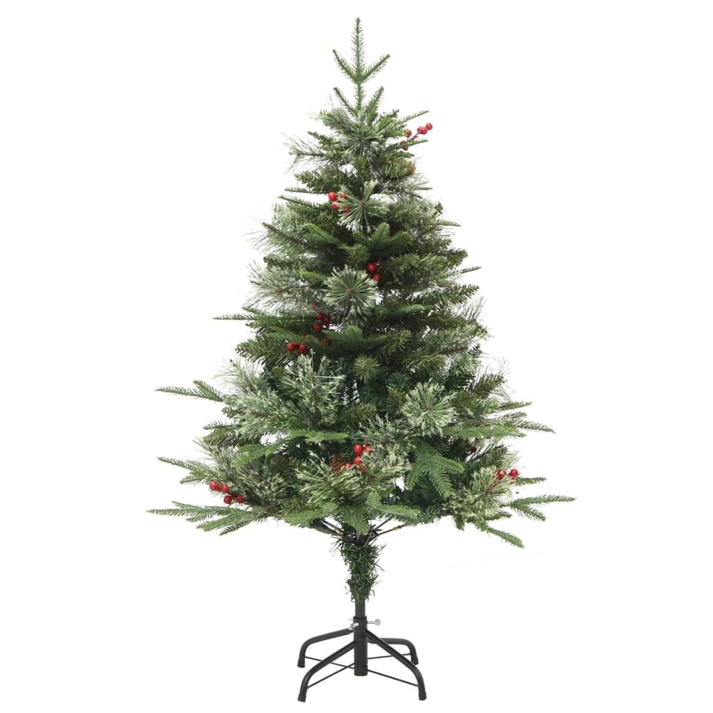 Weihnachtsbaum mit Beleuchtung und Kiefernzapfen Grün 150 cm