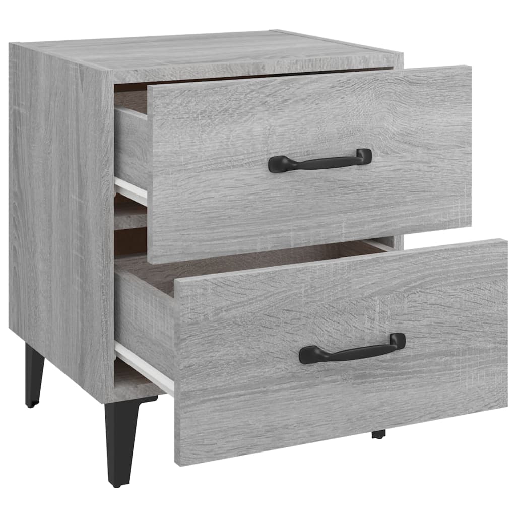 Nachttische 2 Stk. Grau Sonoma 40x35x47,5 cm