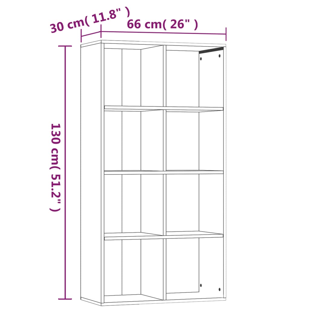 Bücherregal/Sideboard Grau Sonoma 66×30×130 cm Holzwerkstoff