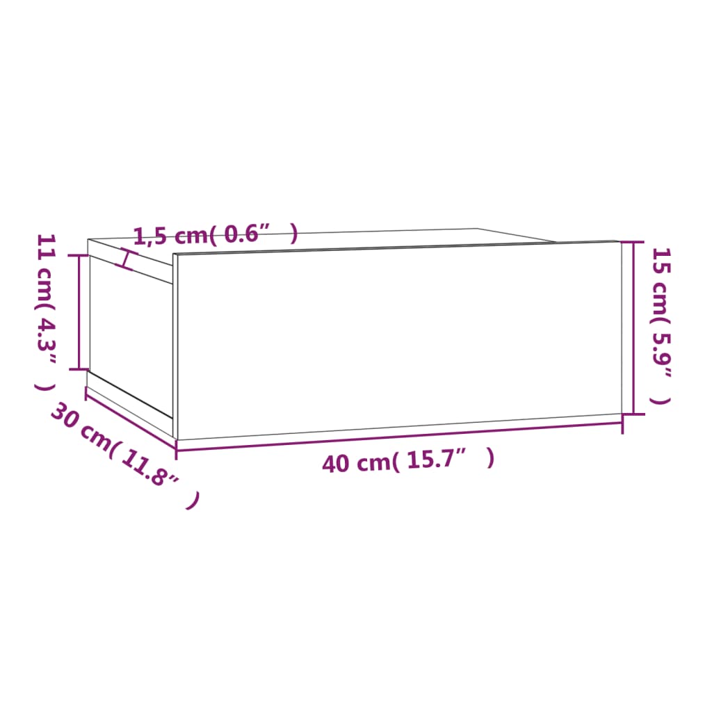 Hängender Nachttisch Braun Eiche 40x30x15 cm Holzwerkstoff