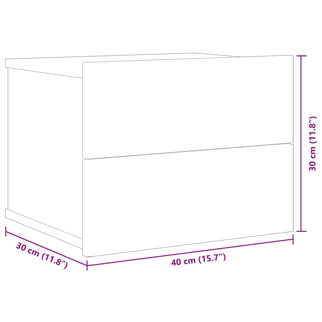 Nachttische 2 Stk. Grau Sonoma 40x30x30 cm Holzwerkstoff