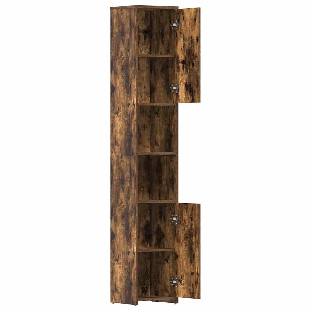 Badezimmerschrank Räuchereiche 30x30x183,5 cm Holzwerkstoff