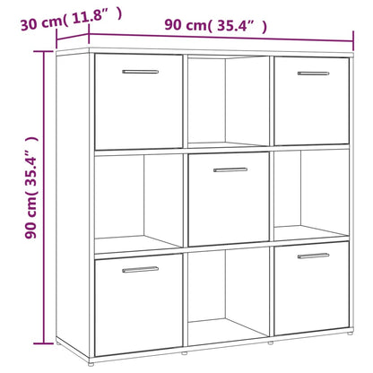 Bücherregal Grau Sonoma 90x30x90 cm Holzwerkstoff