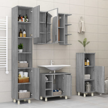 Badschrank Grau Sonoma 30x30x95 cm Holzwerkstoff