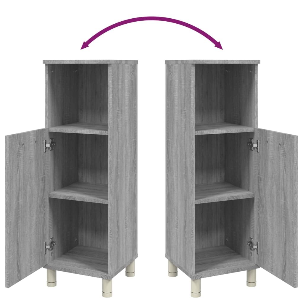Badschrank Grau Sonoma 30x30x95 cm Holzwerkstoff