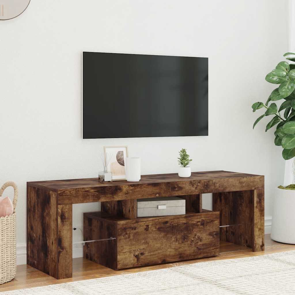 TV-Schrank mit LED-Leuchten Räuchereiche 120x35x40 cm