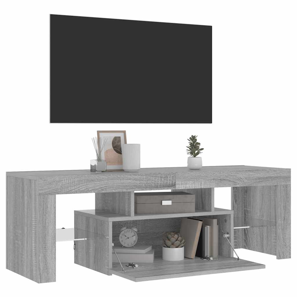 TV-Schrank mit LED-Leuchten Grau Sonoma 120x35x40 cm