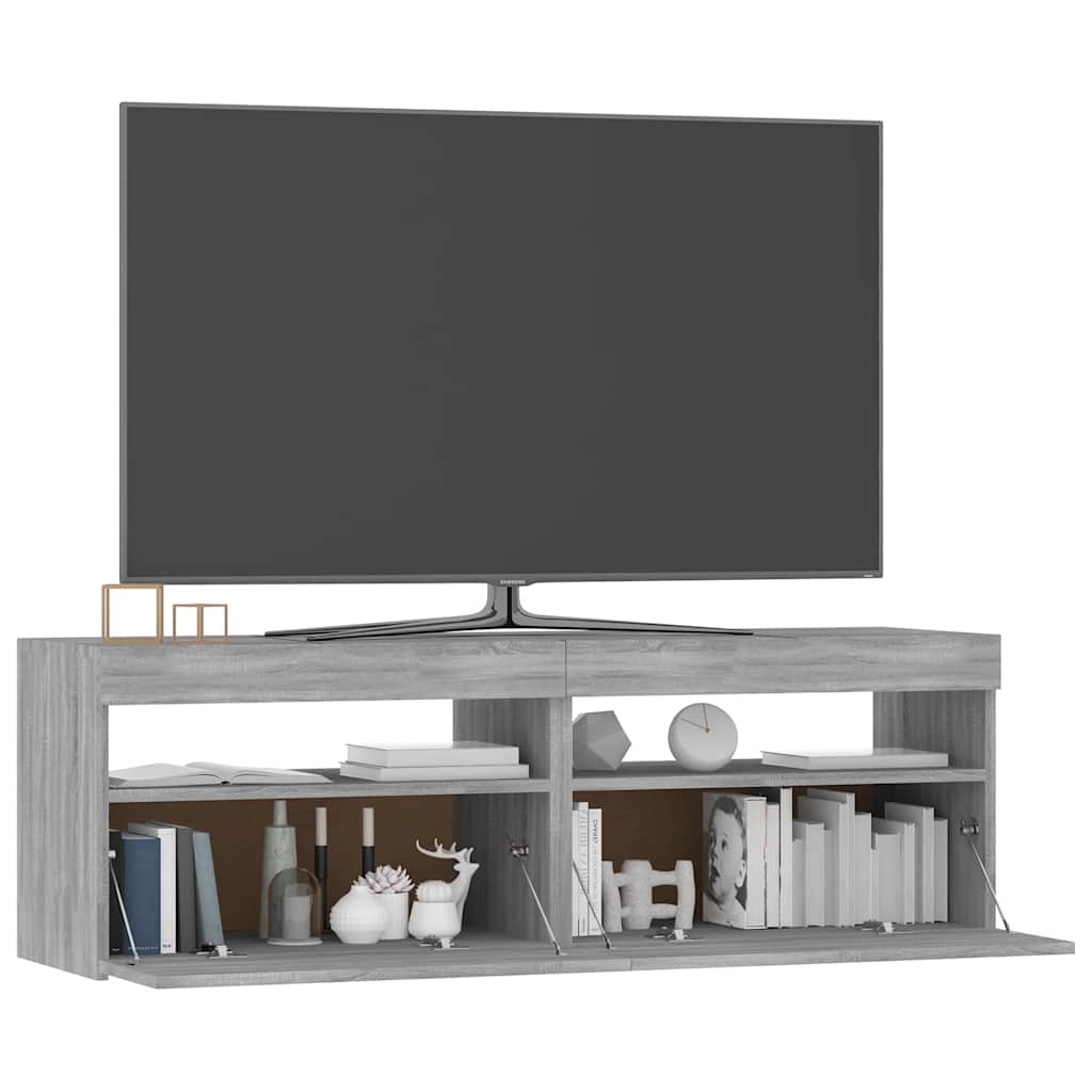 TV-Schrank mit LED-Leuchten Grau Sonoma 120x35x40 cm