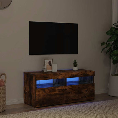 TV-Schrank mit LED-Leuchten Räuchereiche 90x35x40 cm