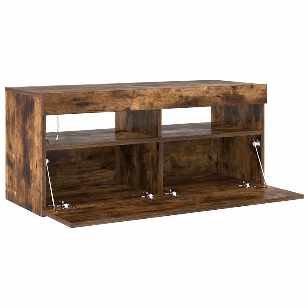 TV-Schrank mit LED-Leuchten Räuchereiche 90x35x40 cm