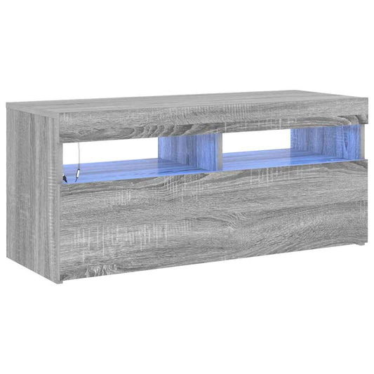 TV-Schrank mit LED-Leuchten Grau Sonoma 90x35x40 cm